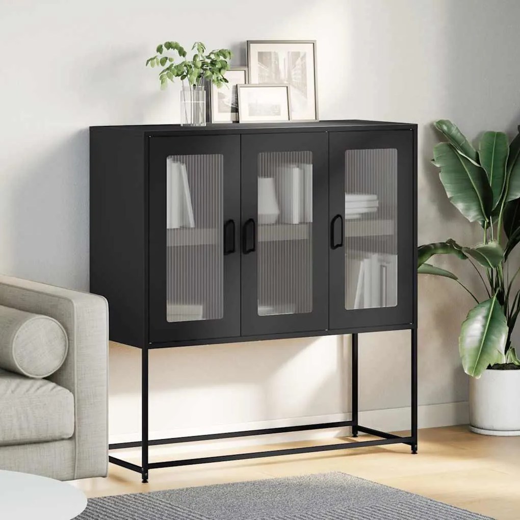 antracit hidegen hengerelt acél tálalószekrény 100,5x39x107 cm