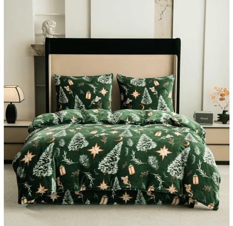 Mikroplüss ágyneműhuzat GREEN CHRISTMAS zöld Ágyneműhuzat mérete: 70 x 90 cm | 140 x 200 cm