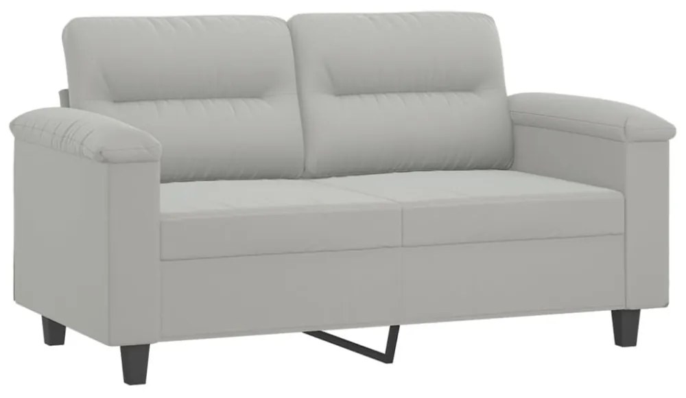 2 személyes világosszürke párnás mikroszálas szövetkanapé 120cm