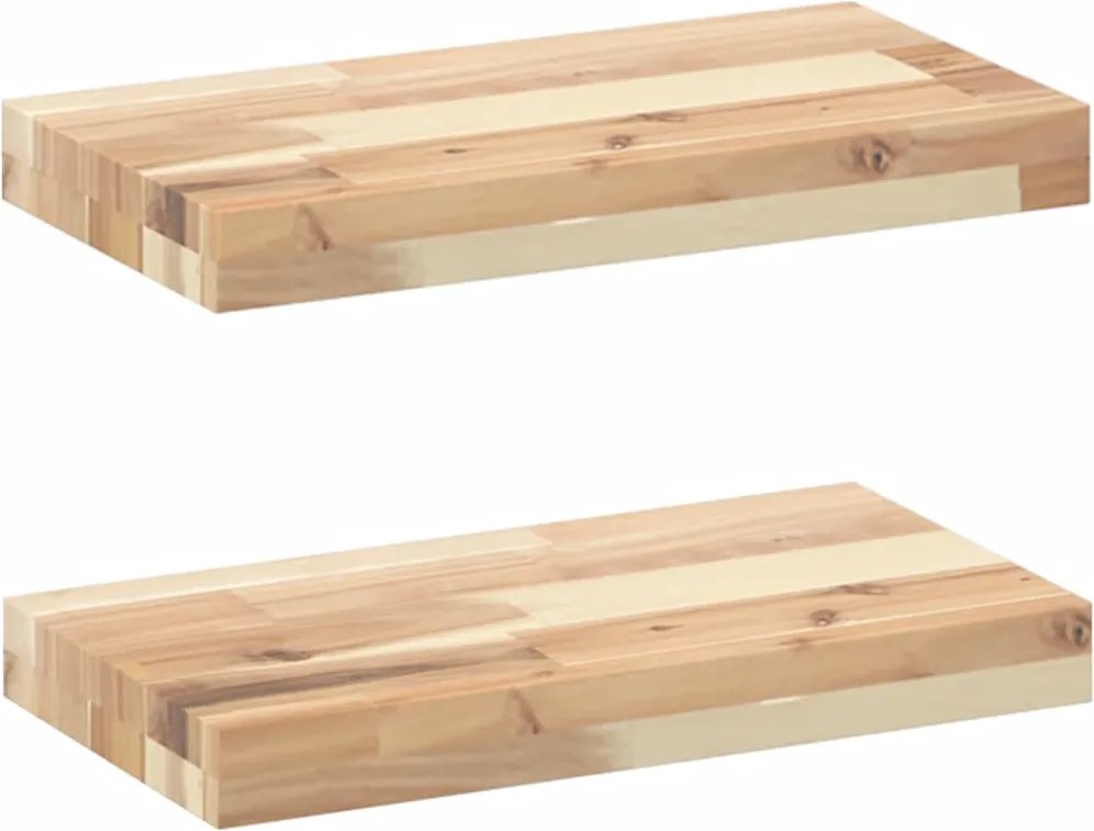 vidaXL 2 db kezeletlen tömör akácfa függőpolc 60 x 20 x 4 cm