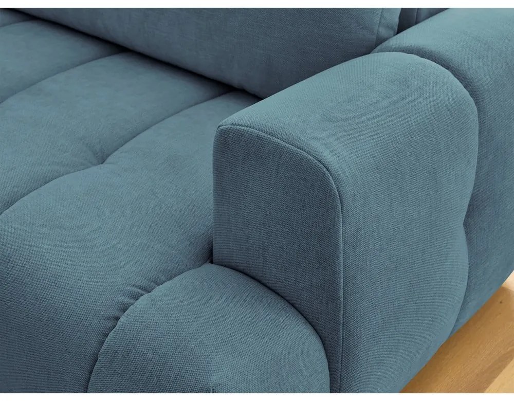 Kék kinyitható-tárolóhelyes sarokkanapé (bal oldali-L alakú) Fuji – Bobochic Paris