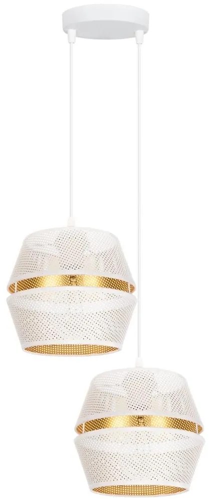 Csillár zsinóron PARIS 2xE27/60W/230V fehér/arany