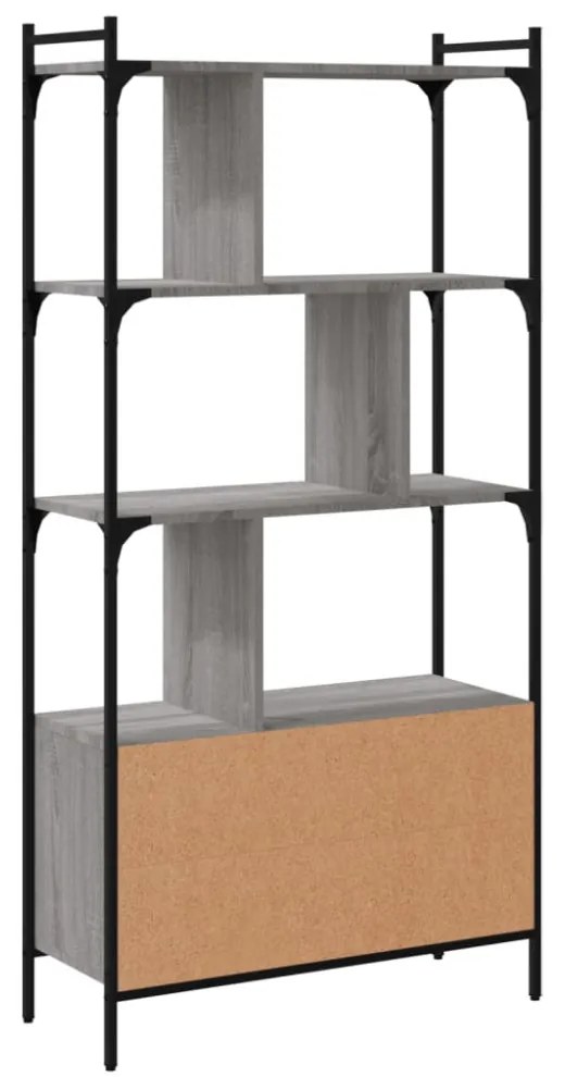 szürke sonoma szerelt fa könyvespolc ajtókkal 76,5x30x154,5 cm