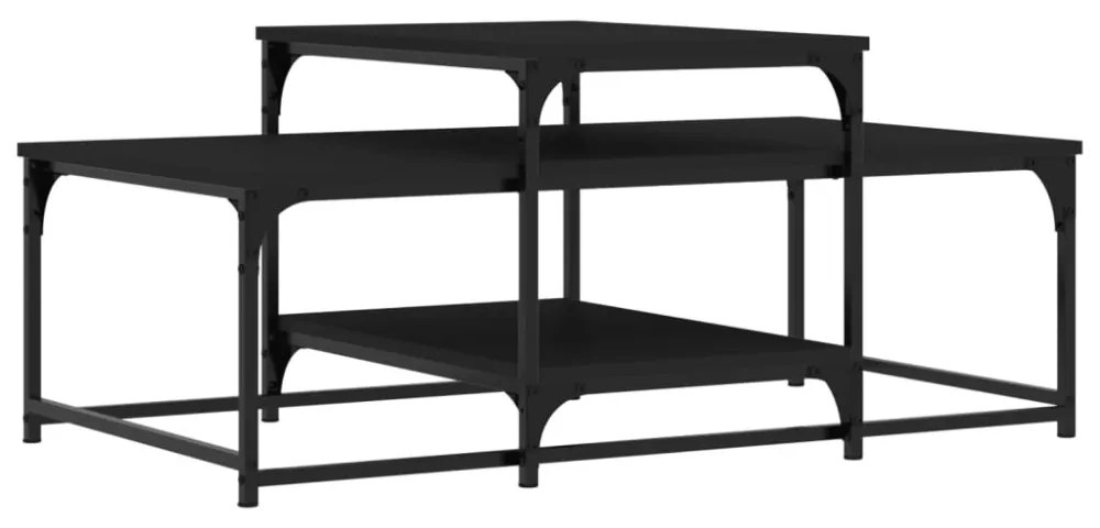 fekete szerelt fa dohányzóasztal 102 x 60 x 45 cm