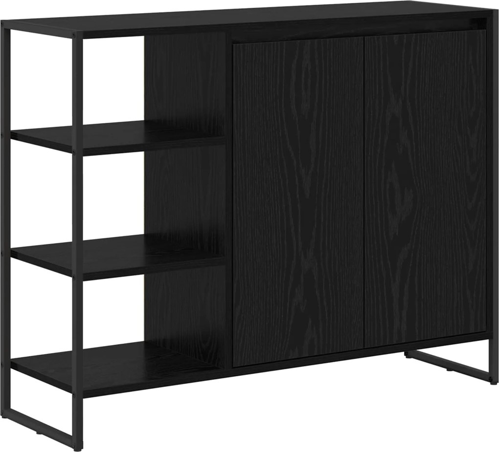 vidaXL Oldalsó szekrény Fekete tölgy 96.5 x 30 x 75 cm Faanyag