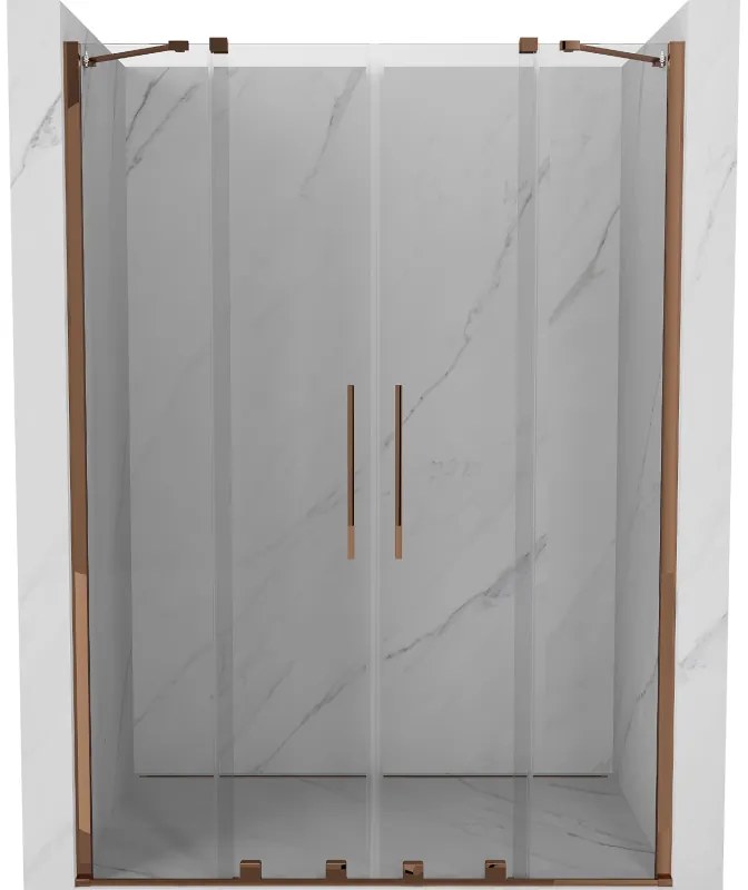 Mexen Velar Duo, nyitható tolóajtó 150x200 cm, 8mm átlátszó üveg, rózsa arany, 871-150-000-02-60