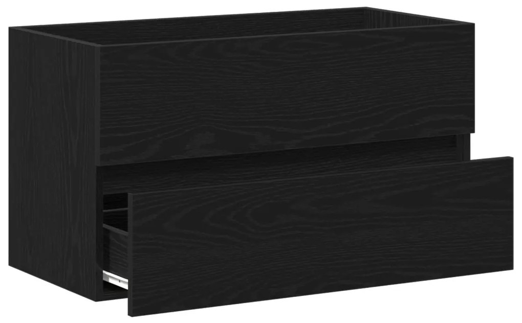 Fekete tölgy színű szerelt fa mosdószekrény 80 x 38,5 x 45 cm