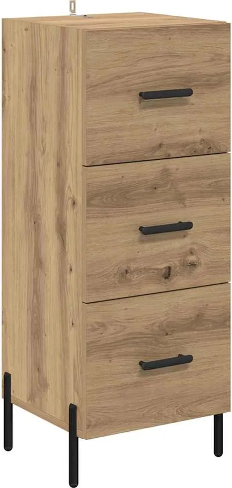 vidaXL Széf fiókkal kézműves tölgy 34 x 34.5 x 90 cm Faanyag