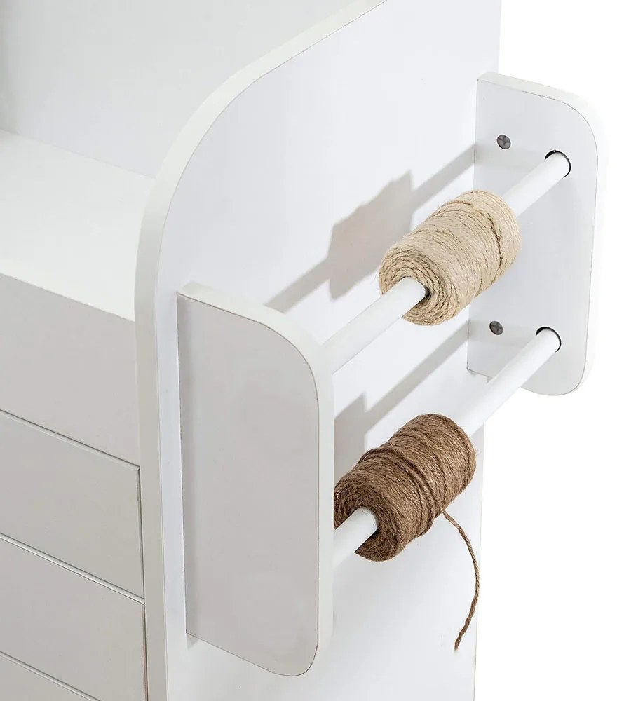 Gurulós tárolószekrény polcokkal, fiókokkal