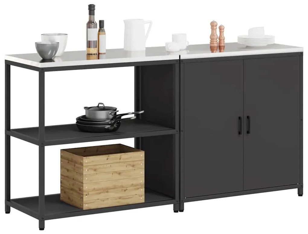 Konyhai Tároló Készlet polcokkal 2 pcs Fekete 180 x 50 x 92 cm