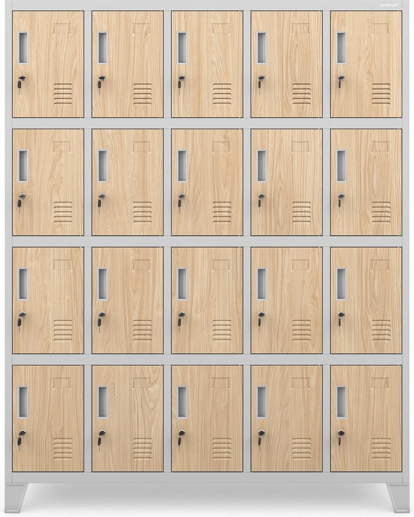 BHP szociális szekrény rekeszekkel, szürke / sonoma tölgy, 1360x1720x450 mm: ROBERT Eco Design