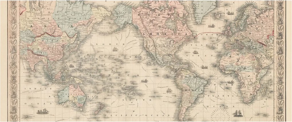 Divatos Flizelin Tapéta Fali Furnér Történelmi térkép 250x104 Ragasztó