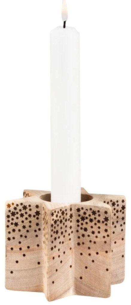 Fa csillag alakú gyertyatartó WOOD STAR