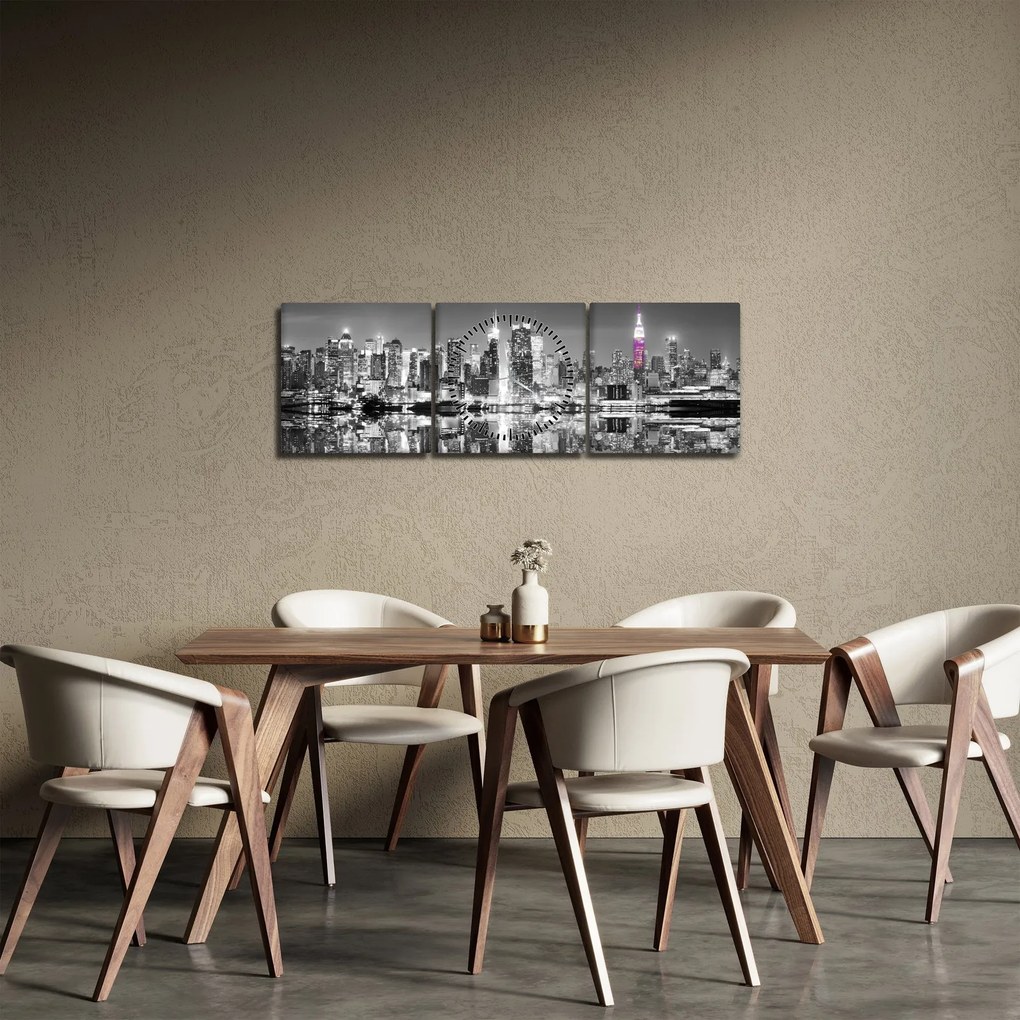 Kép - New York és a lila felhőkarcoló (órával) (90x30 cm)