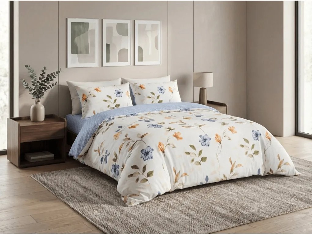 Mikroszálas flanel ágyneműhuzat GENTLE LEAVES krémszínű Ágyneműhuzat mérete: 70 x 90 cm | 140 x 220 cm