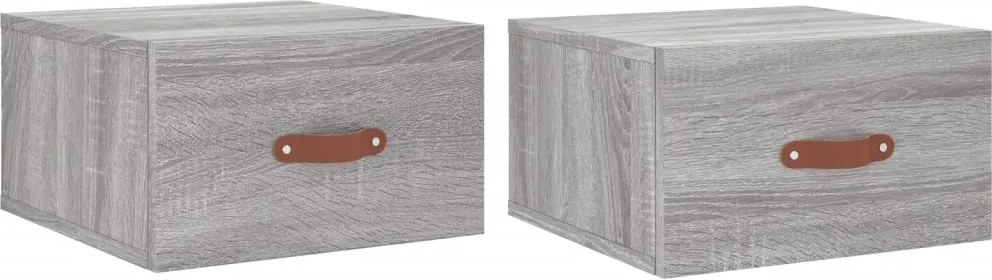 vidaXL 2 db szürke sonoma falra szerelhető éjjeliszekrény 35x35x20 cm