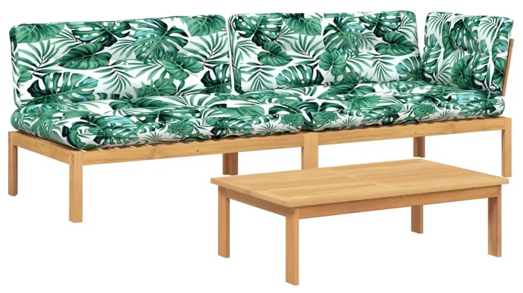 3 részes tömör akácfa kerti raklap ülőgarnitúra párnával