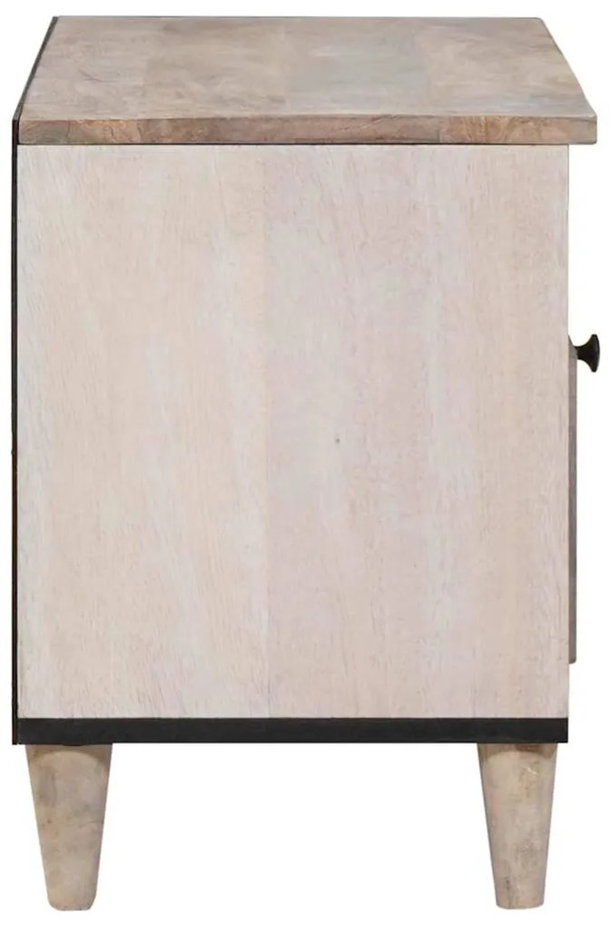 TV szekrény fiókkal Fehér 80 x 33 x 46 cm tömör mangófa