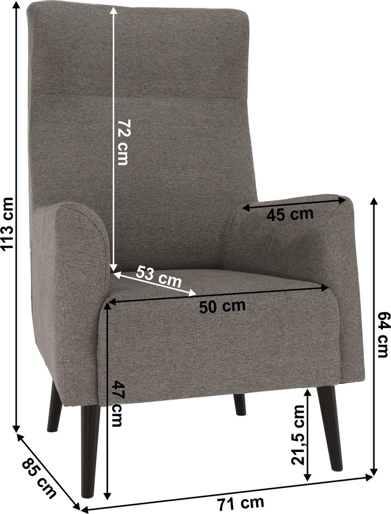Füles fotel, szürke/fekete, SAMY