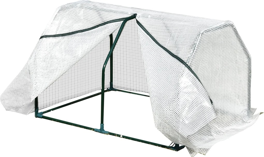 Outsunny Terrasz Üvegház 100x70x60 cm Kicsi Otthoni Kert Bölcső Cipzárral Növények és Virágok Neveléséhez Acél Váz PE Borítással Fehér | Aosom