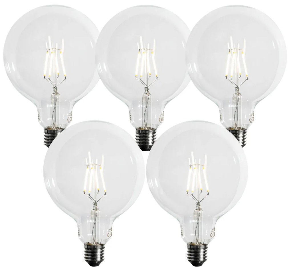 5 darabos E27 3 fokozatban szabályozható LED spirál izzószálas G125 4W 450 lm 3000K izzó szett