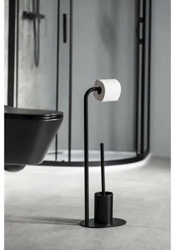 AQUALINE SB236 Samba állvány WC-papír tartóval ésWC-kefe tartóval, fekete