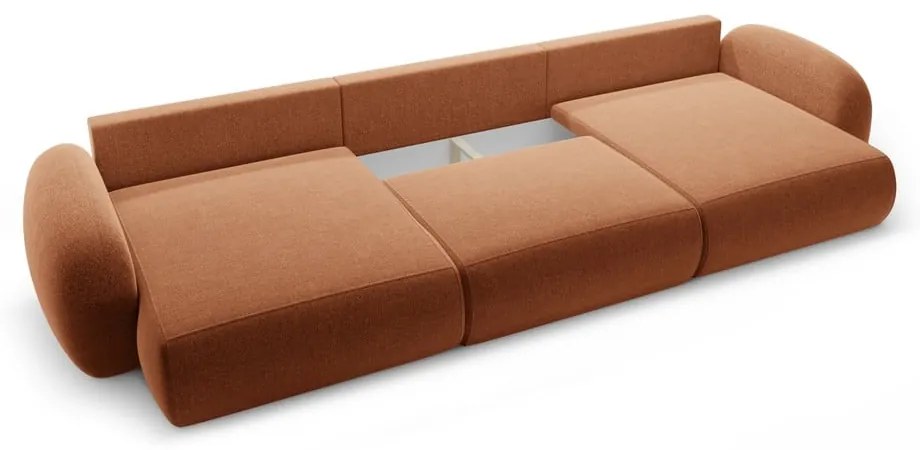 Téglavörös zsenília kinyitható-tárolóhelyes (U alakú) sarokkanapé Tonale – Cosmopolitan Design