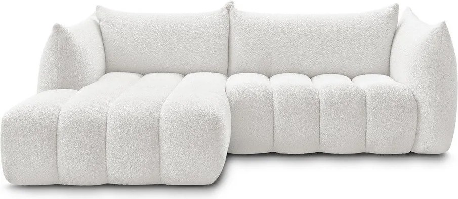 Fehér buklé sarokkanapé (bal oldali-heverő résszel) Azra – Bobochic Paris
