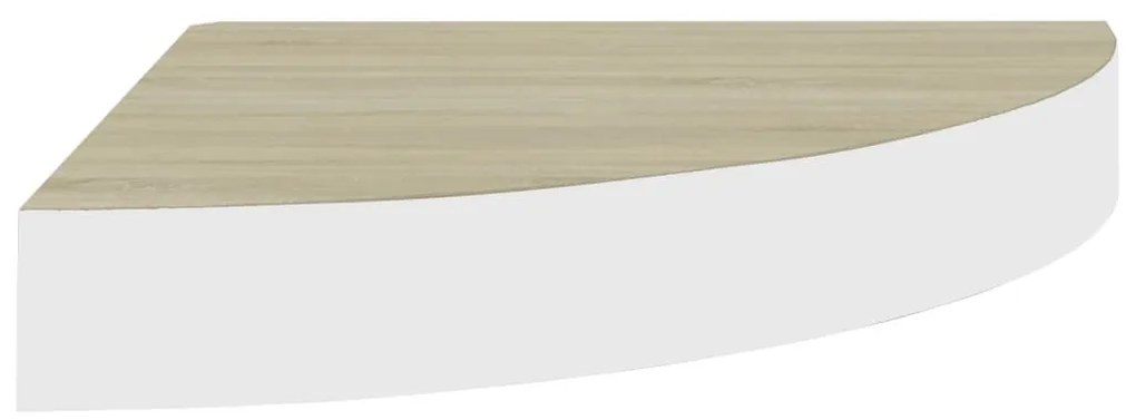 4 db tölgyszínű és fehér MDF fali sarokpolc 35 x 35 x 3,8 cm