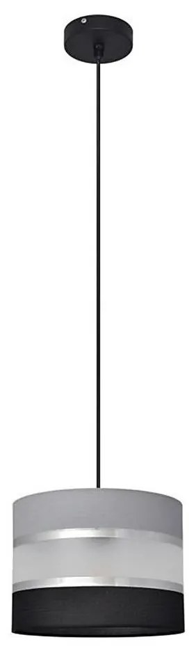 Csillár zsinóron HELEN 1xE27/15W/230V á. 20 cm fekete/szürke/ezüst