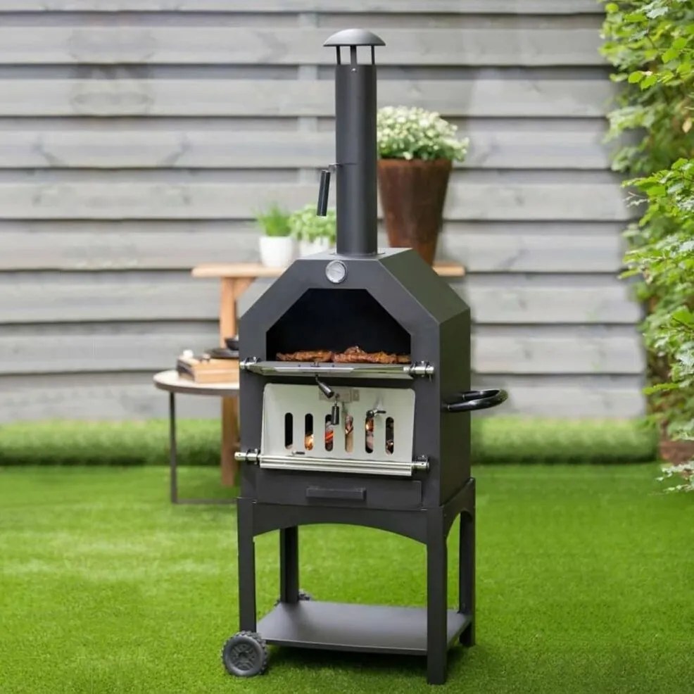 Italia multifunkciós kerti grill, füstölő, pizza sütő