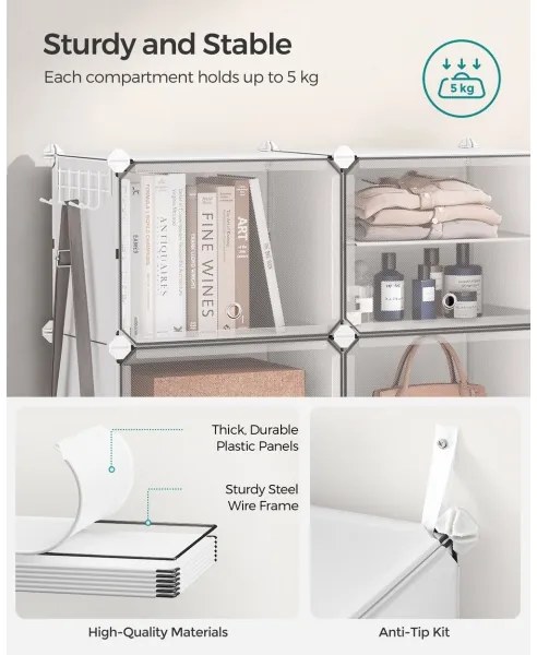 BOXIFY moduláris polc rekeszekkel, fehér