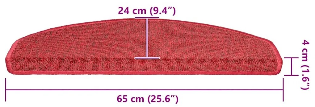 20 db bordeaux piros lépcsőszőnyeg 65x24x4 cm