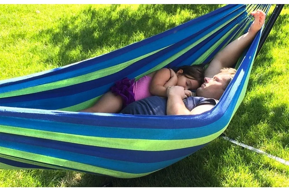 Kék-zöld HAMMOCK függőágy 2 személyes 200x150 cm