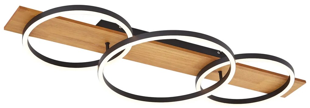 Design mennyezeti lámpa fekete kerek LED-del, 3 lépésben dimmelhető, 3-lámpás - Nimue