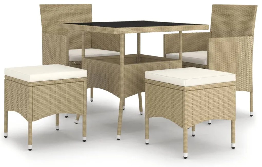 vidaXL 5 részes bézs kerti polyrattan étkezőgarnitúra