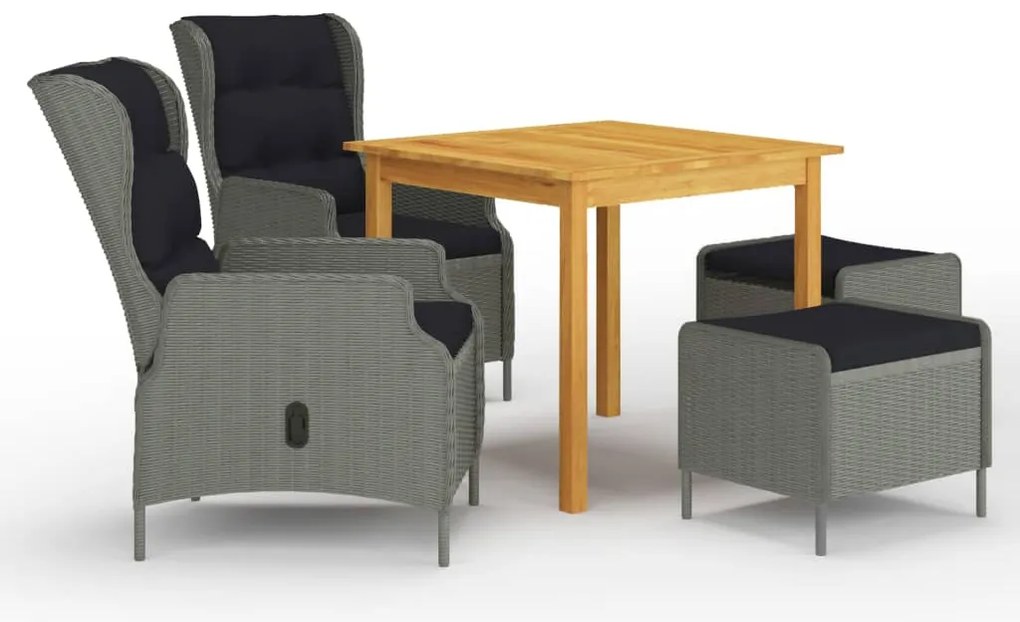 vidaXL 5 részes világosszürke kerti étkezőgarnitúra