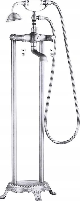 Kádtöltő csaptelep szabadonálló Old Retro Króm Kerámia