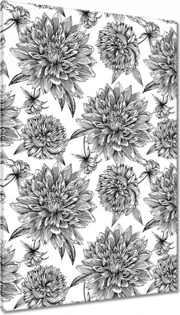 Vászonkép 80x120 Fekete-fehér grafika Virág