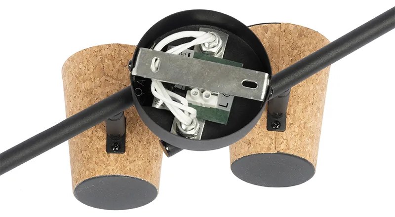 Mennyezeti spotlámpa fekete parafa árnyékolóval 4-lámpás állítható - Corky