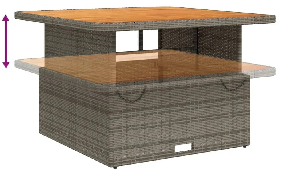 5 részes szürke polyrattan kerti étkezőgarnitúra párnával