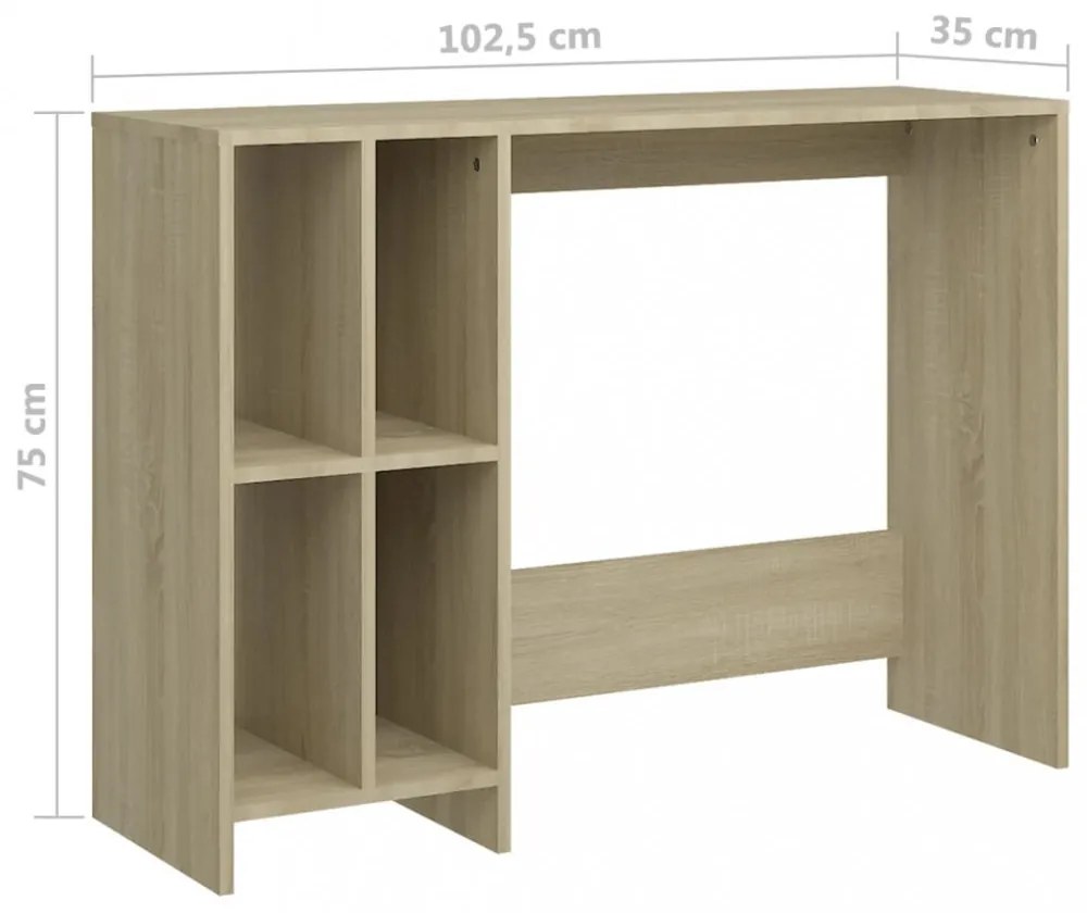 sonoma tölgy színű szerelt fa laptopasztal 102,5 x 35 x 75 cm