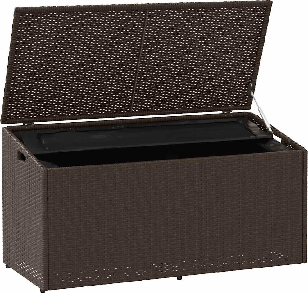 Barna Polyrattan Kerti Tárolóláda 110X50X58 Cm