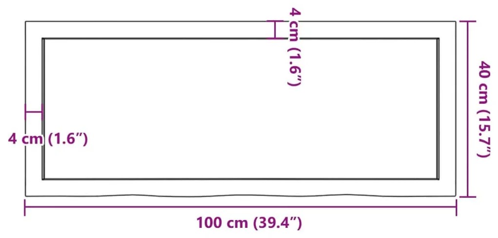 kezeletlen tömör tölgyfa fali polc 100x40x(2-4) cm