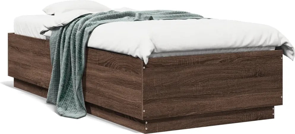 vidaXL barna tölgyszínű szerelt fa ágykeret 90 x 200 cm