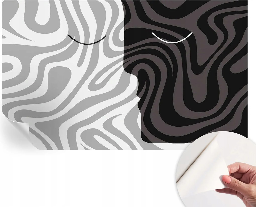 Öntapadós tapéta Fali furnér 3D hatás Absztrakt arcok 416x254