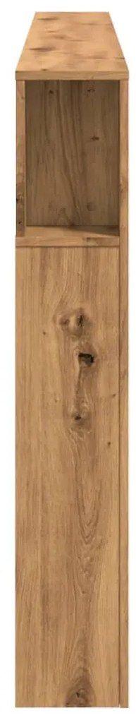 kézműves tölgyszínű szerelt fa LED-es fejtámla 220x18,5x103,5cm