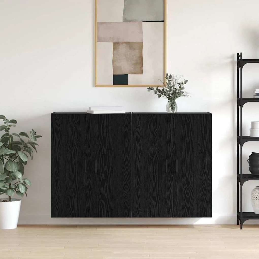 Fali Szekrények 2 pcs Musta tammi 69.5 x 34 x 90 cm Faanyag