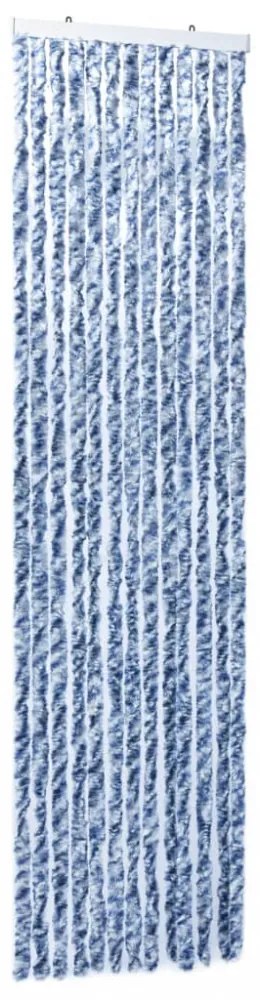 kék, fehér és ezüstszínű zsenília rovarfüggöny 56 x 185 cm