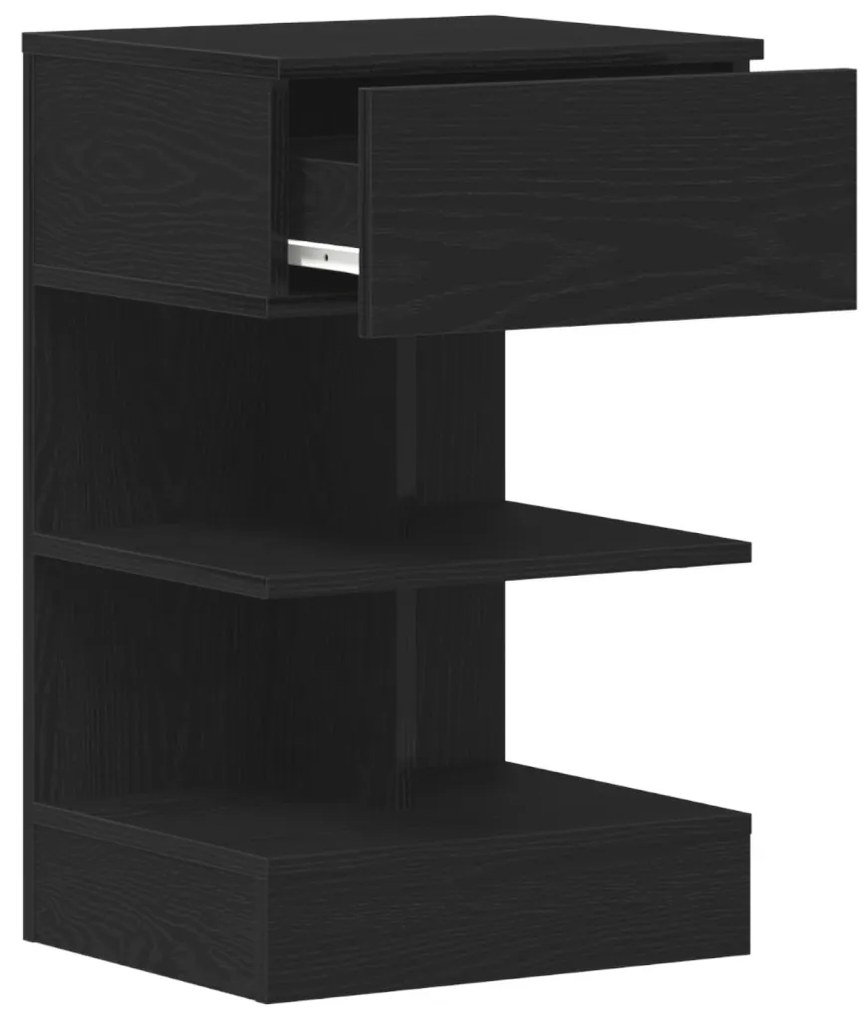 Éjjeli asztal 2 db Fekete Tölgy 40x35x65 cm Mérnöki Fa